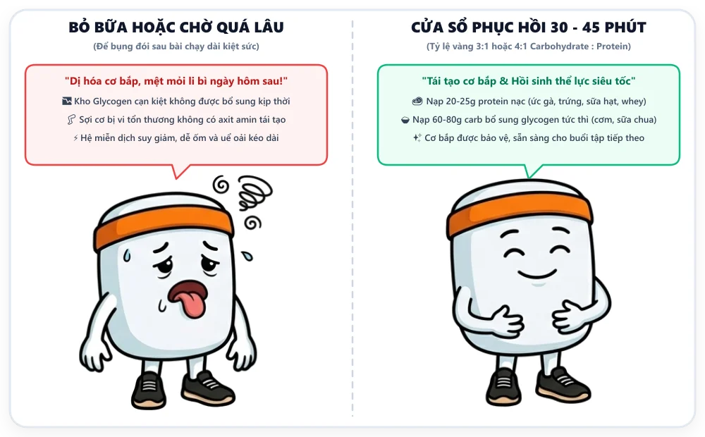 Dinh dưỡng phục hồi sau khi chạy bộ và tỷ lệ Carb Protein chuẩn